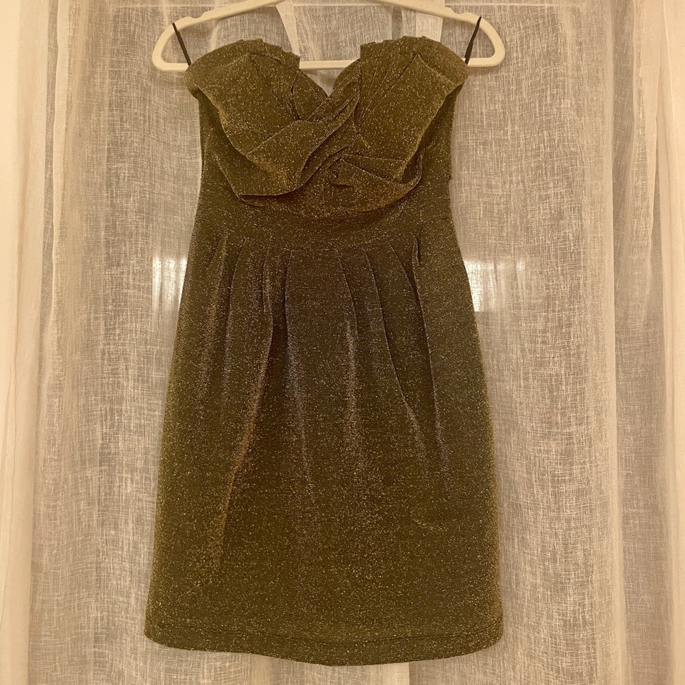 H&M Gold Glitzy Prom Cocktail Party Dress